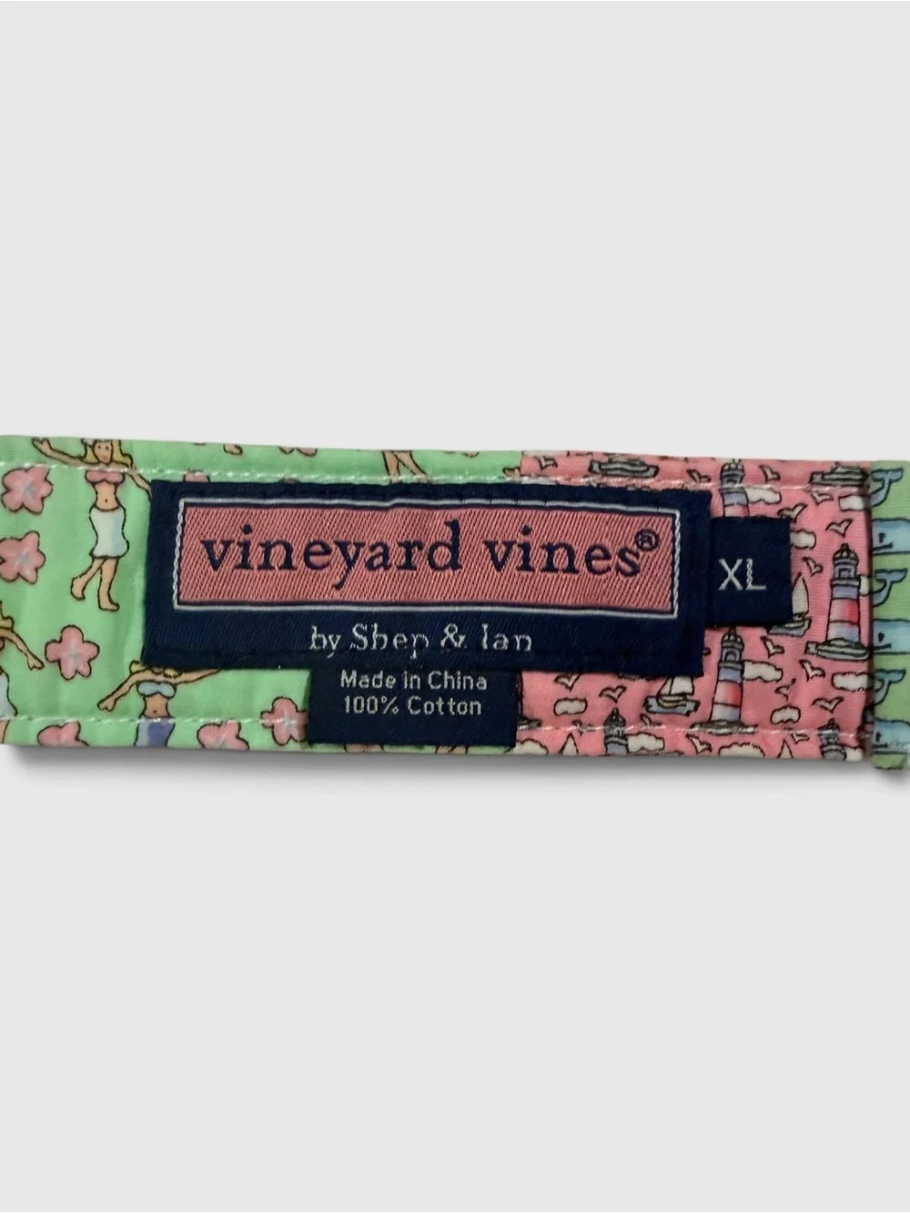 Vineyard Vines Vintage Patchwork D-Ring Belt XL Whale Lighthouse Y2K Preppy